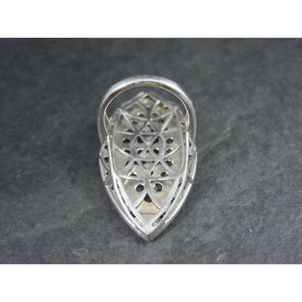 Large Sterling Blue & White Topaz Eye Ring Size 6